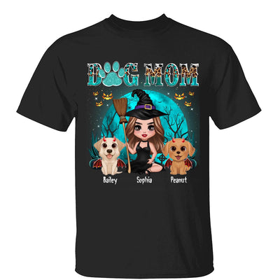 Teal And Leopard Halloween Dog Mom Personalized Shirt