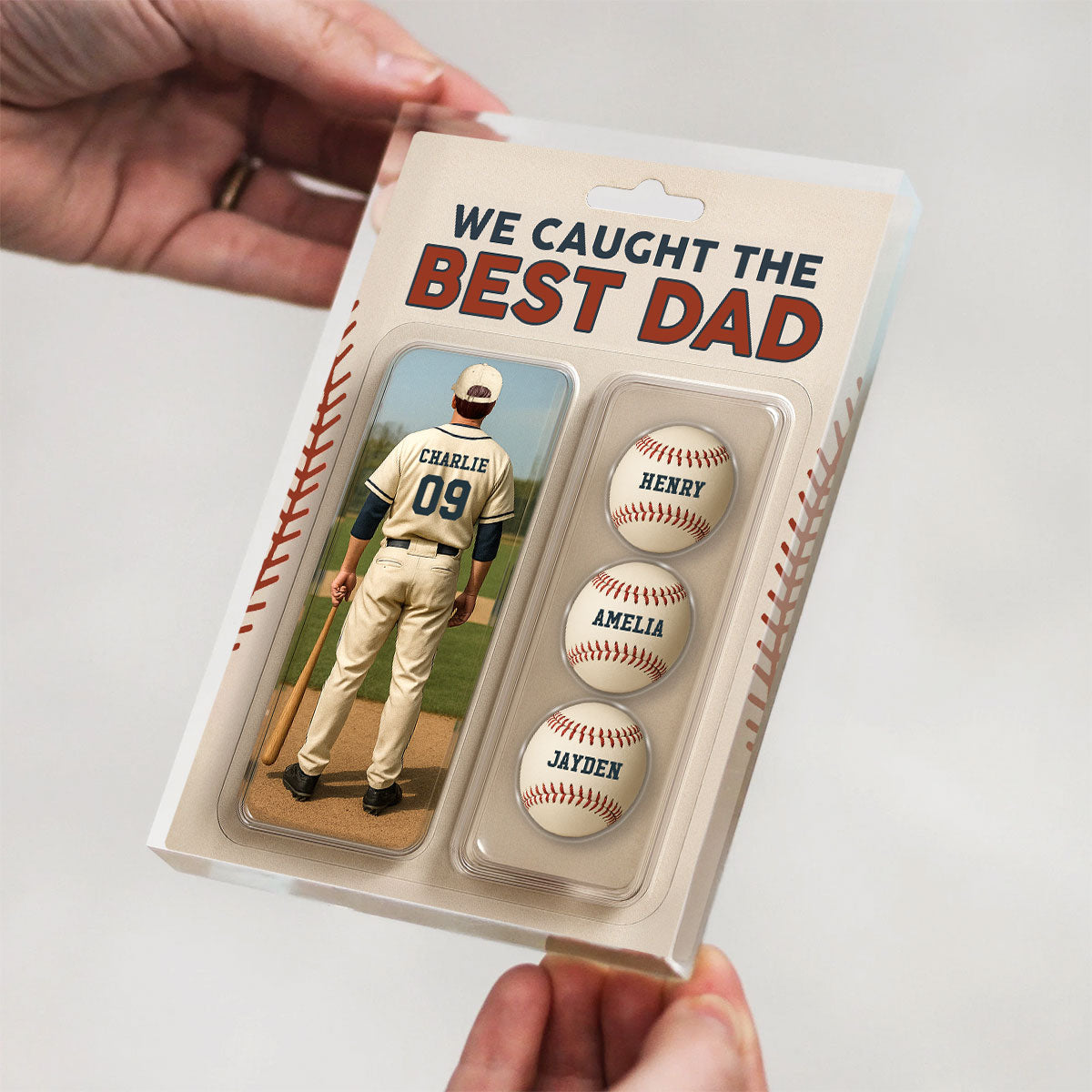We Caught The Best Dad Grandpa Baseball Lover Realistic Figure Style Personalized Acrylic Block Plaque