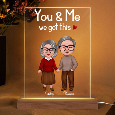 Old Doll Couple Sitting Gift For Him Gift For Her Personalized Rectangle Acrylic Plaque LED Night Light