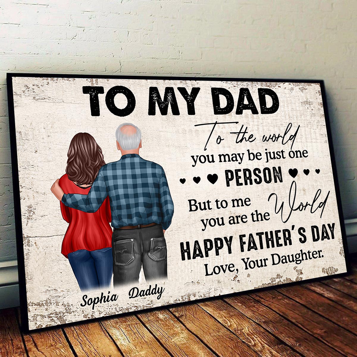 From Daughter To Dad Happy Father's Day Personalized Poster, Heartfelt Father's Day Gift For Dad