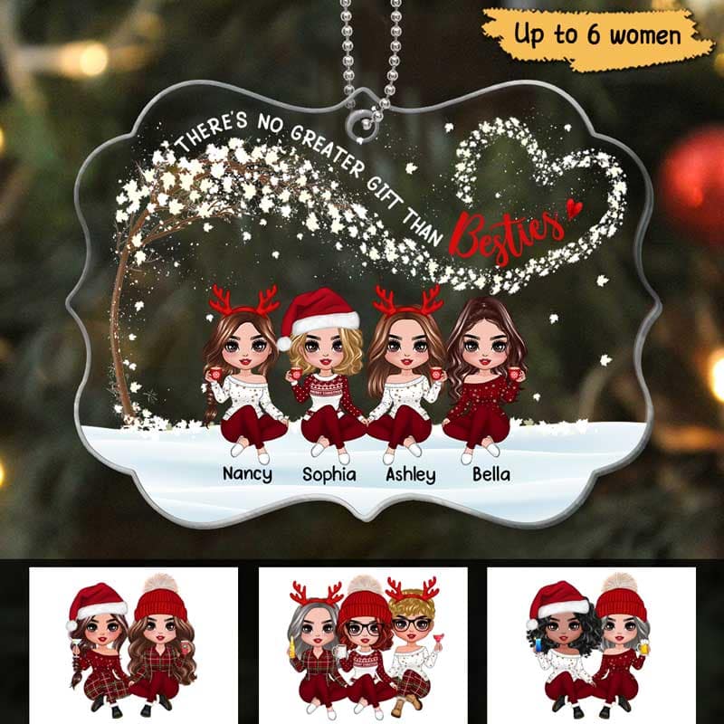 Besties Sisters Flying Heart Tree Personalized Acrylic Ornament