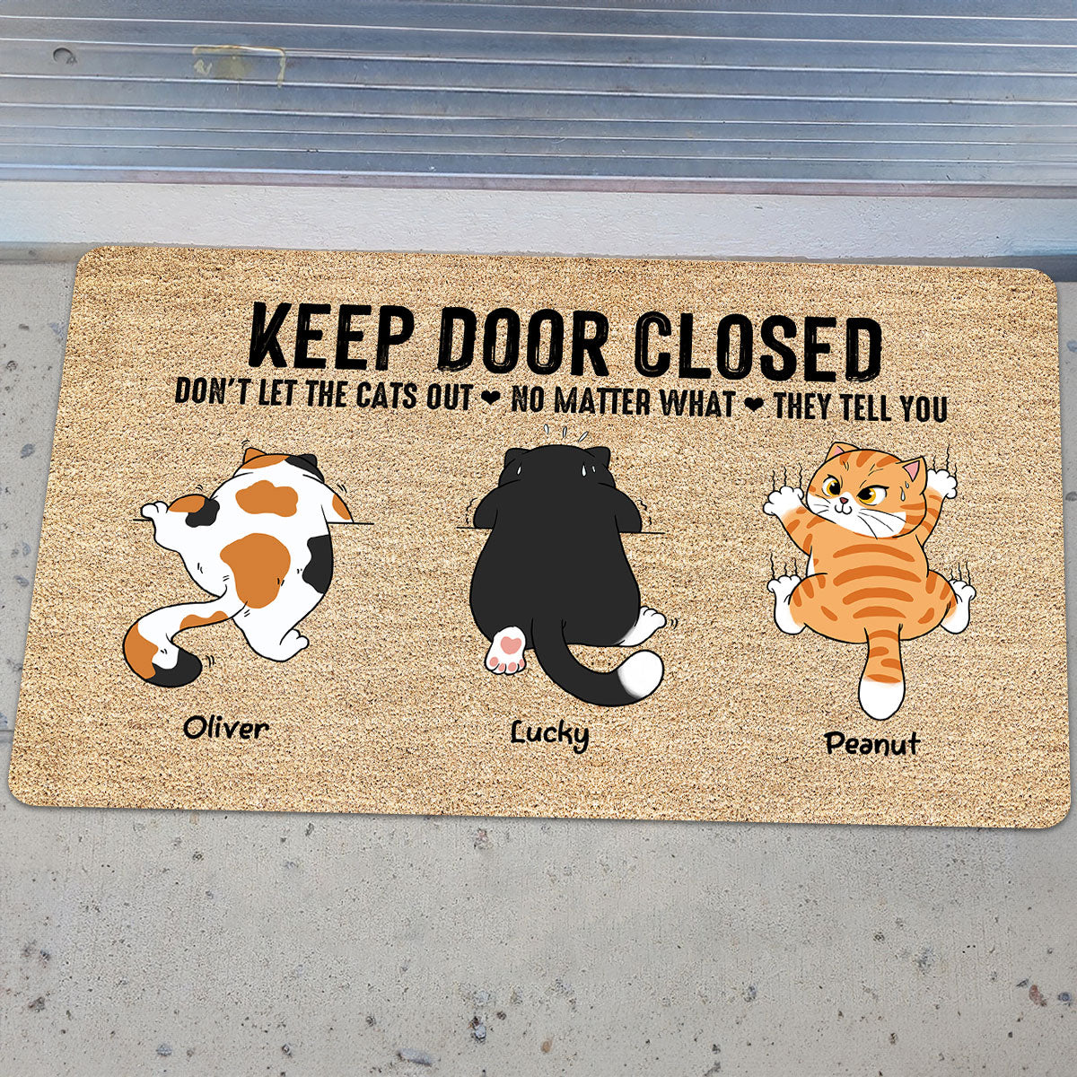 Don't Let The Cats Out Naughty Cats Personalized Doormat
