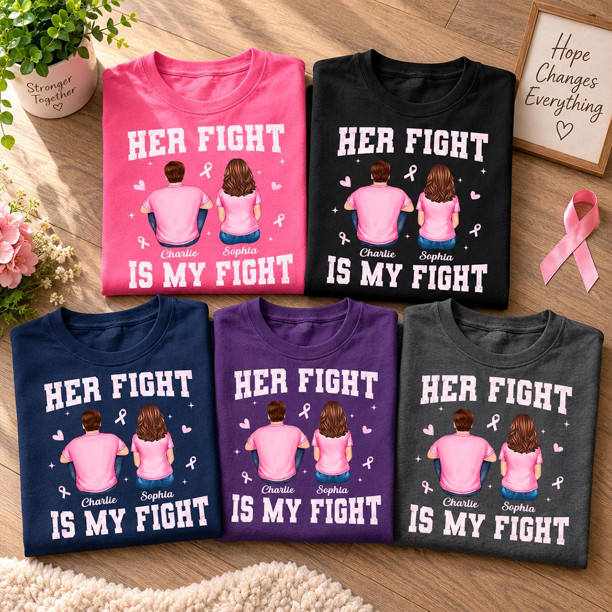 Her Fight Is My Fight - Personalized Shirt - Breast Cancer Awareness Support