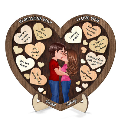 Doll Couple Kissing In Heart Reasons Why I Love You,  Gift For Him, For Her