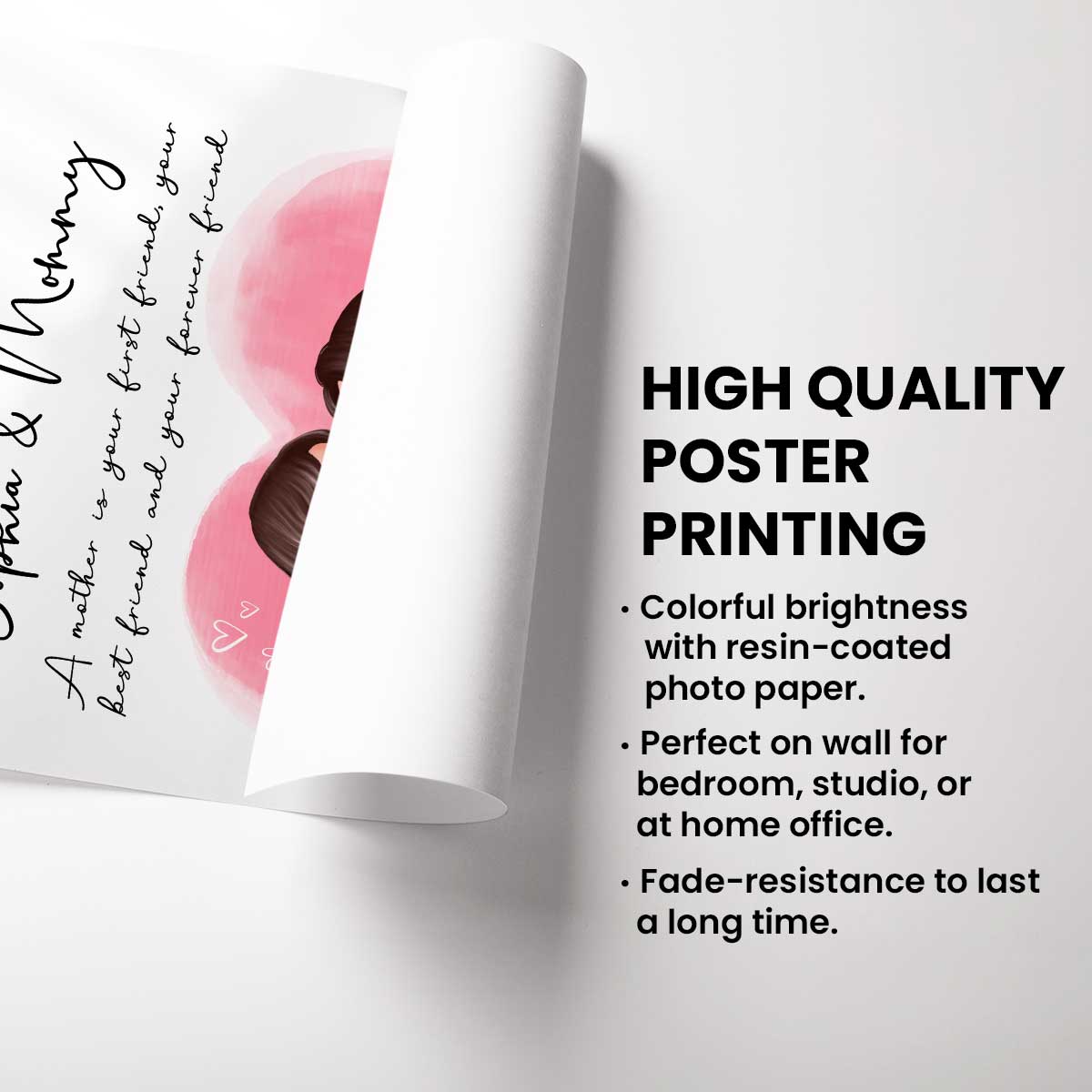 Mom And Kid Holding Hands Kissing Personalized Poster, Gift For Mom