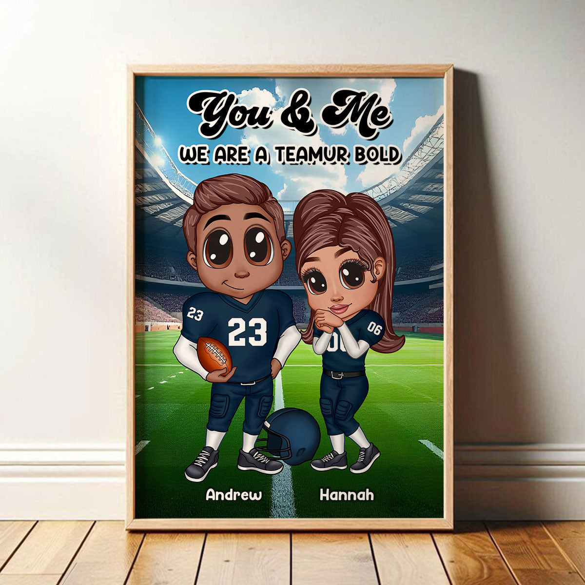 American Football Couple Y2K Style Personalized Poster,  Gift For Couples