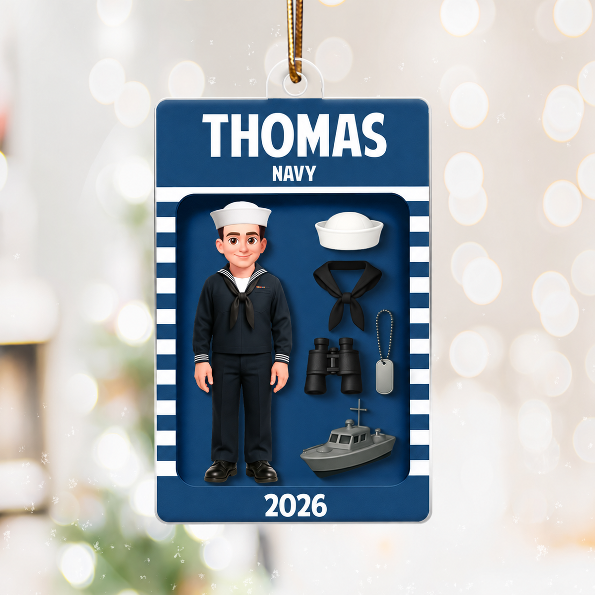 Navy Action Figure 3D Effect - Personalized Acrylic Ornament - Special Gift For Navy