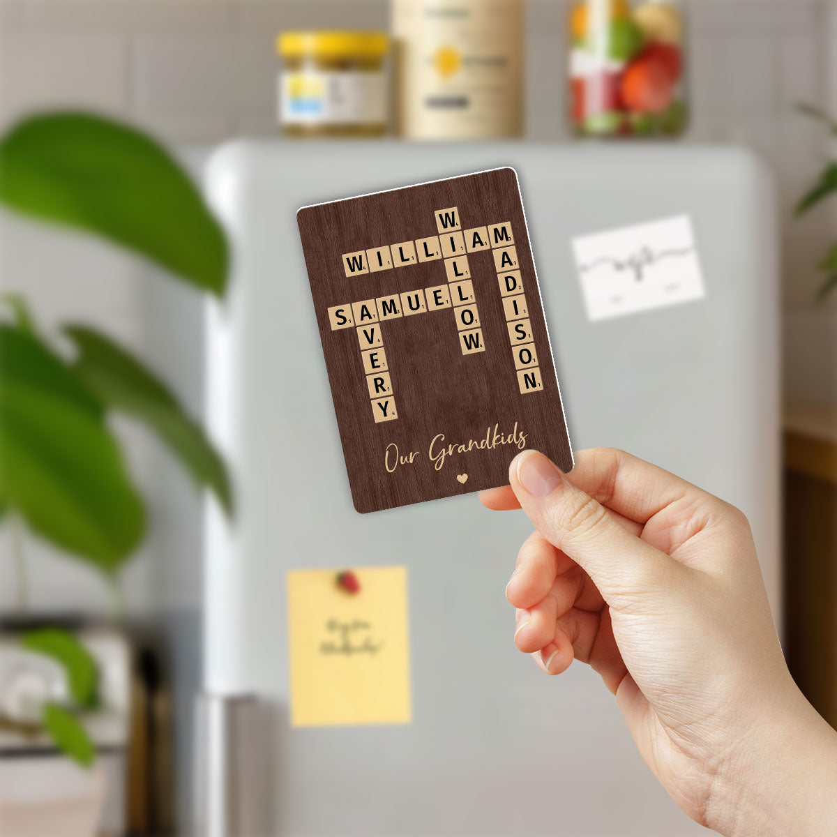 Family Crossword Art - Created In A Moment, Treasured Forever Personalized Acrylic Fridge Magnet