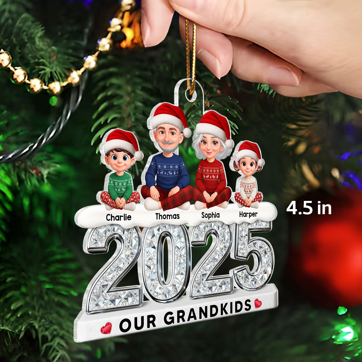 3D Shinning Effect Our Grandkids Christmas - Personalized Acrylic Ornament - Gift For Grandparents