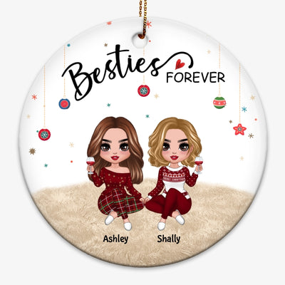 Christmas Sitting Doll Besties Personalized Circle Ornament