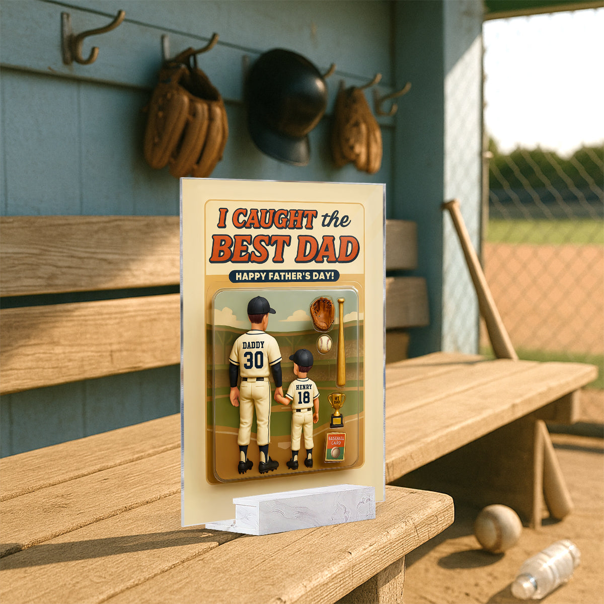 We Caught the Best Dad Baseball Custom Figure Personalized Acrylic Plaque, Father's Day Gift for Dad, Gift for Husband