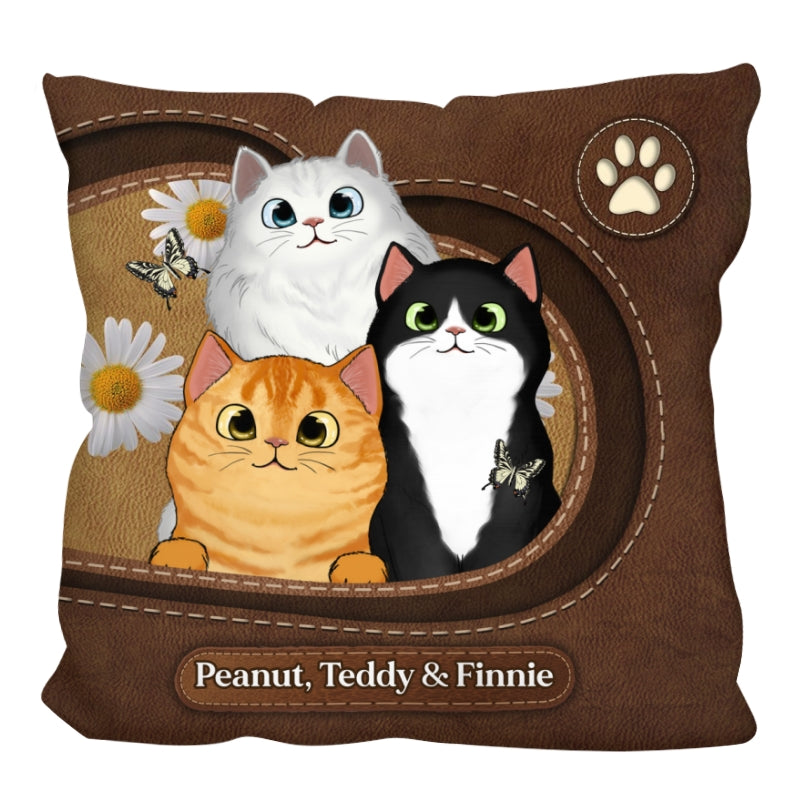 Fluffy Cats Lea Pattern Personalized Pillow