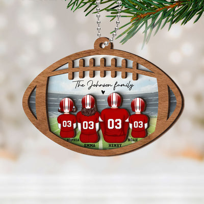 Football Family Personalized 2-Layered Wooden Ornament, Christmas Gift For Family
