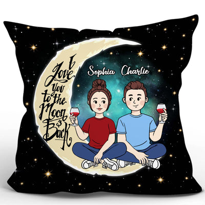 Cartoon Couple On Moon Personalized Pillow