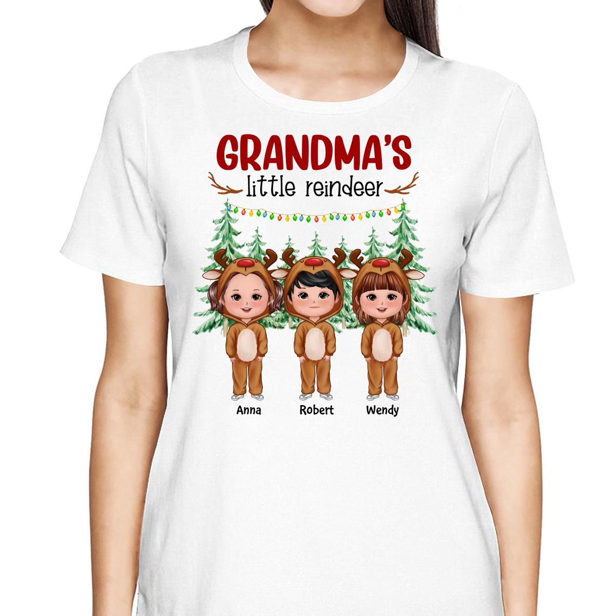 Grandma‘s Little Reindeer Doll Kids Christmas Personalized Shirt