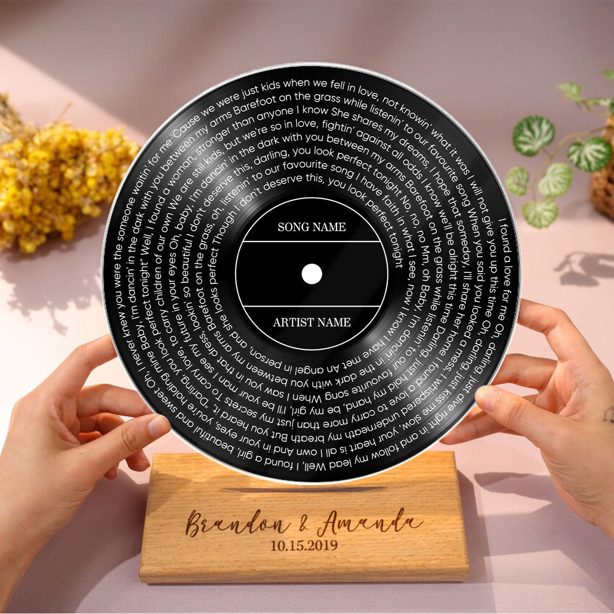 Our First Dance Vinyl Record Wedding Song Lyrics Acrylic Plaque, Perfect Anniversary Keepsake Gift For Couples For Her For Him