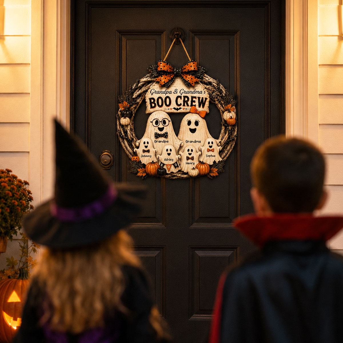 Trending Halloween Grandpa Grandma's Boo Crew - Personalized Wood Sign - Halloween Decoration For Grandparents