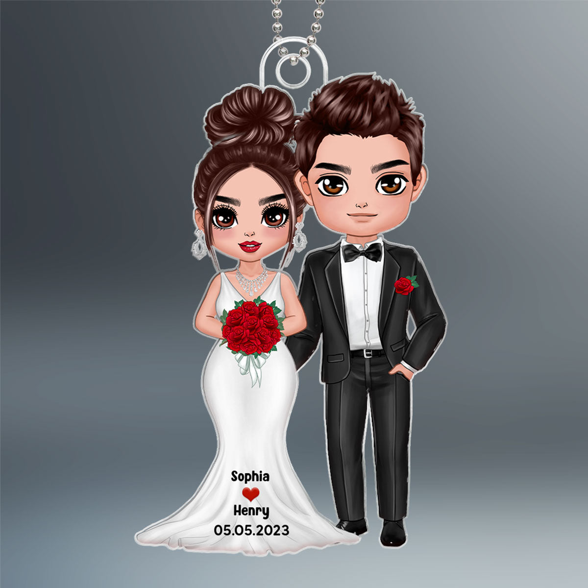 Bride & Groom Wedding Keepsake Gift Doll Couple Personalized Acrylic Ornament