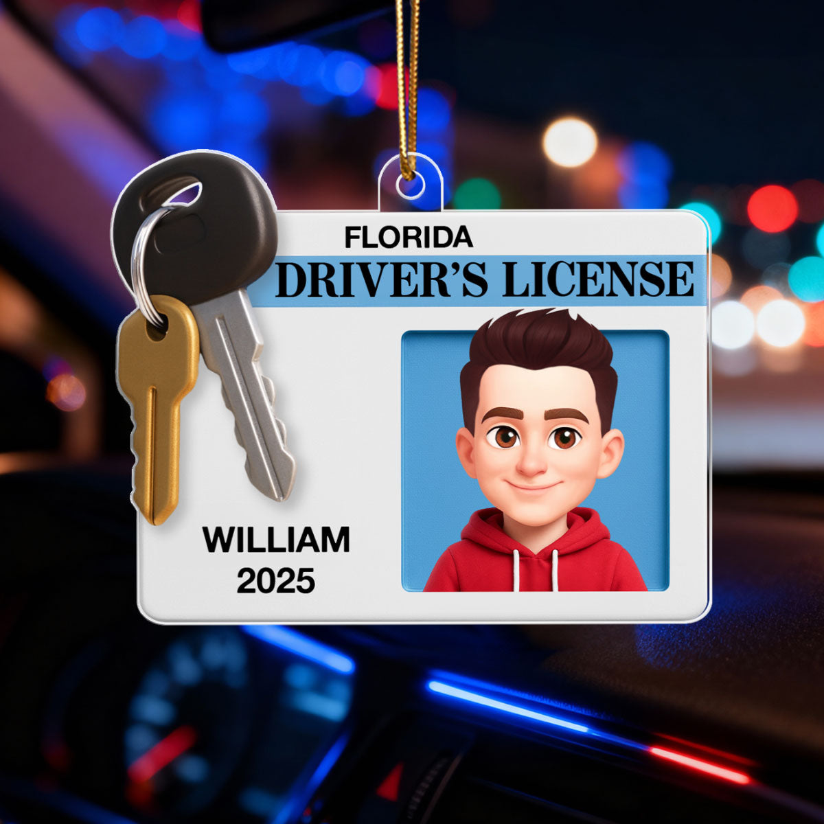 Driver's License 3D Effect - Personalized Acrylic Ornament - Christmas Gift For New Drivers, Teen Boy Teen Girl