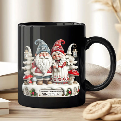 3D Effect Gnome Couple Together Personalized Mug, Heartfelt  Gift For Couple, For Him, For Her, Husband, Wife