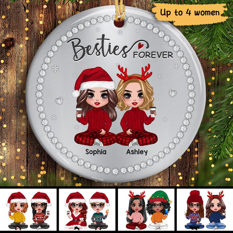 Best Friends Sisters Jewelry Stone Personalized Circle Ornament