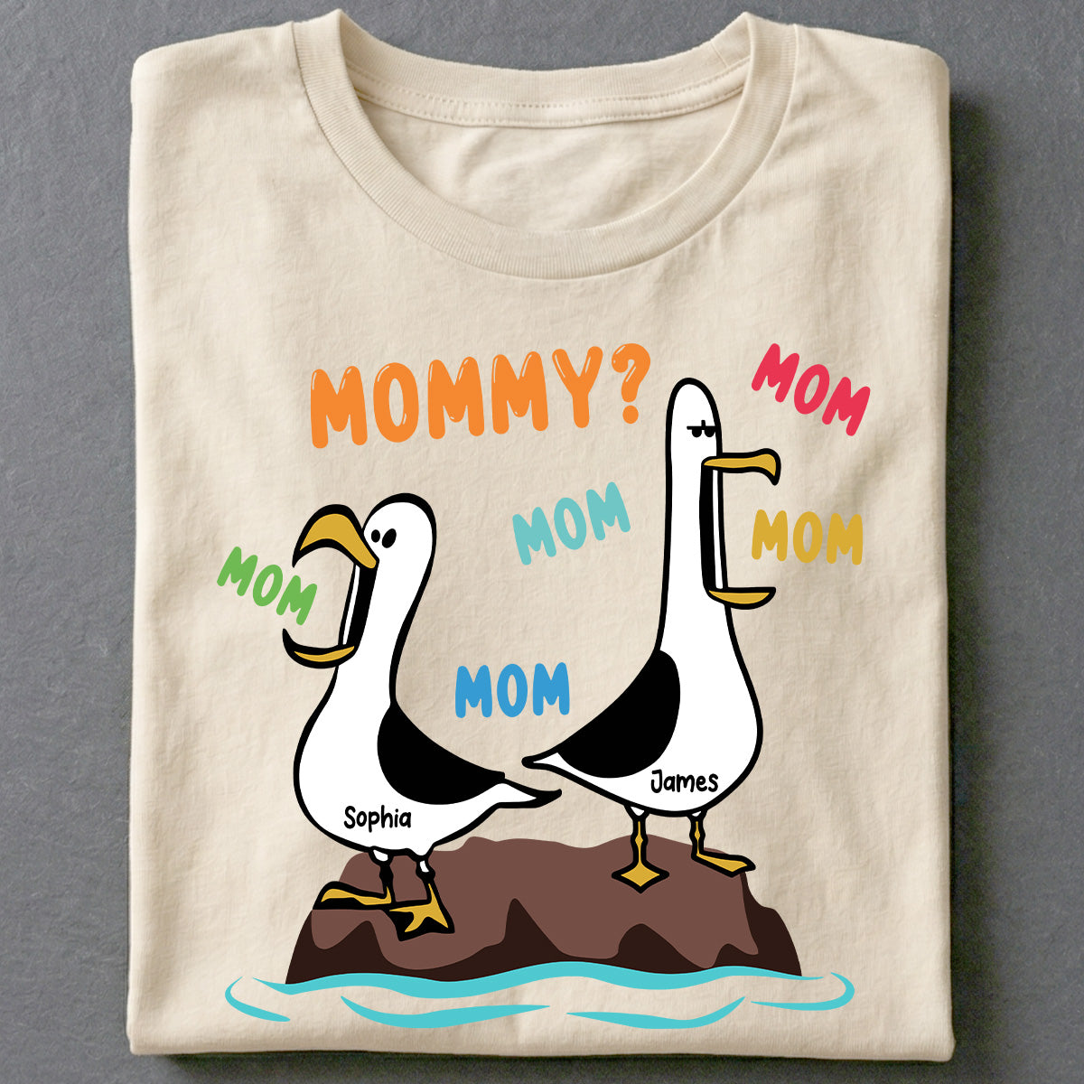 Seagull Mom Mom Mom Colorful - Personalized Shirt - Funny Mother's Day Gift For Mom