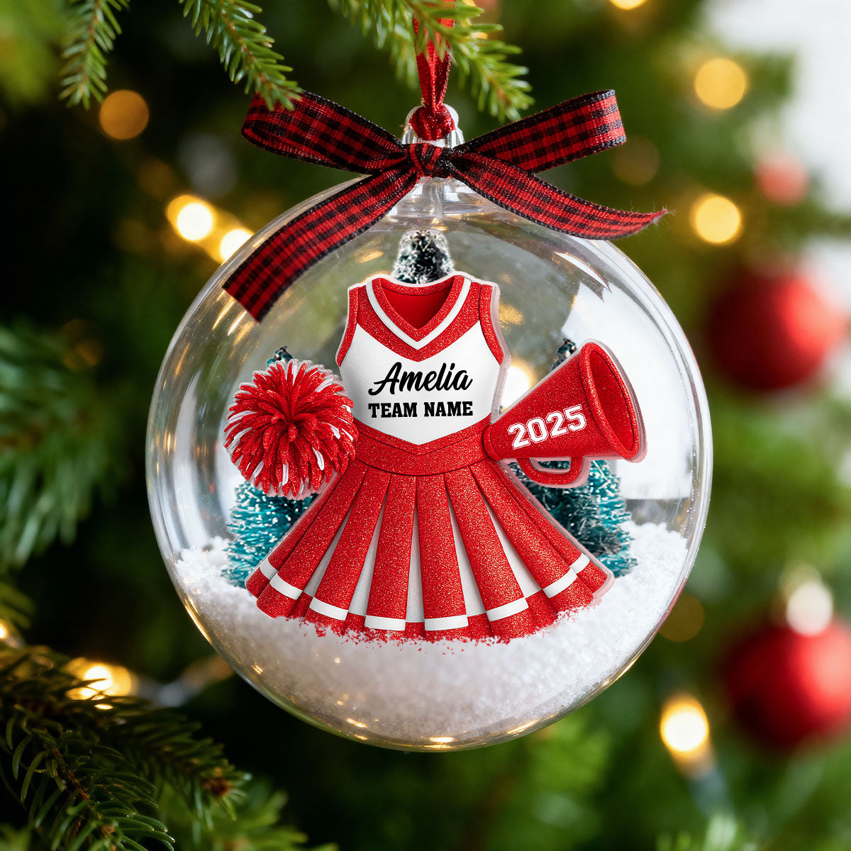 Cheerleader Symbol Things 3D Effect - Personalized Snow Globe Ornament
