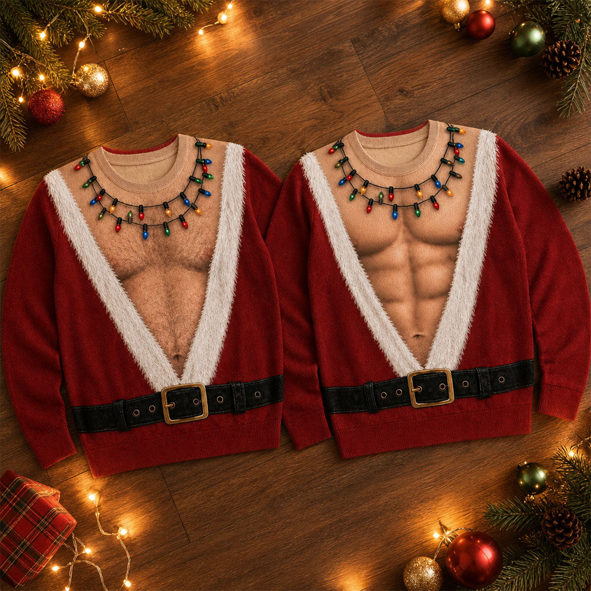 Funny Santa Abs - Personalized Ugly Sweater - Christmas Gift For Man, Husband