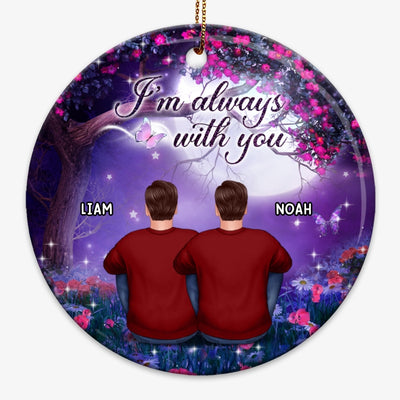 Family Memorial Purple Flower Tree Personalized Circle Ornament