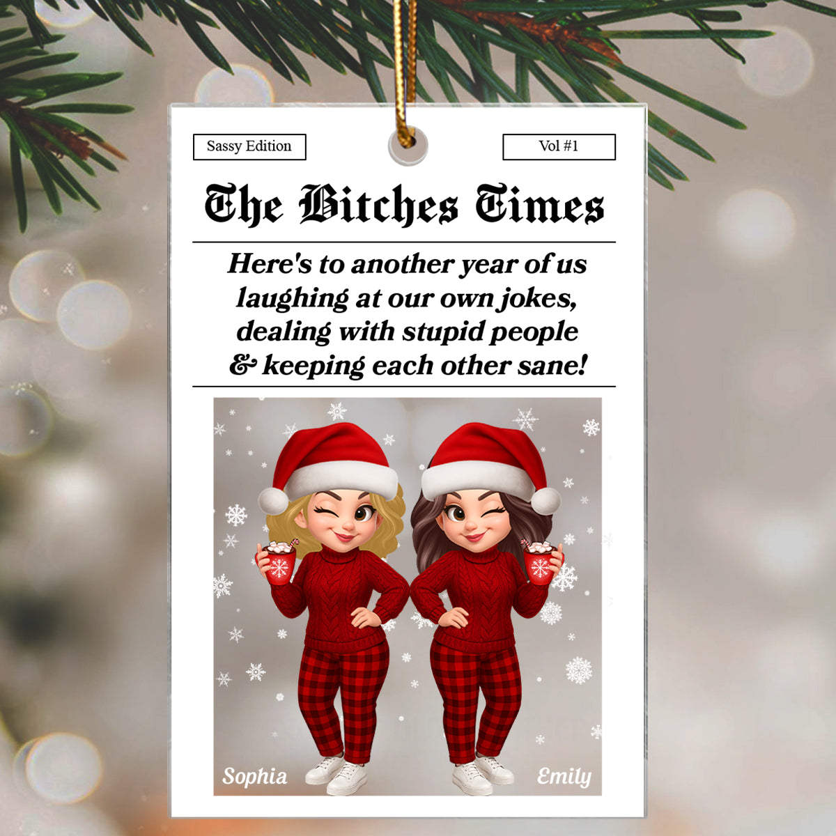 Funny Christmas Pretty Besties Magazine Edition - Personalized Acrylic Ornament - Gift For Best Friends