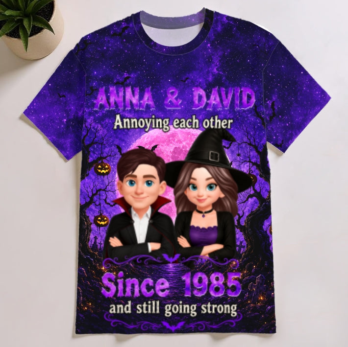 Full Moon Halloween Couple - Personalized Shirt - Halloween Matching Shirts for Couple, Anniversary Gift for Him, for Her