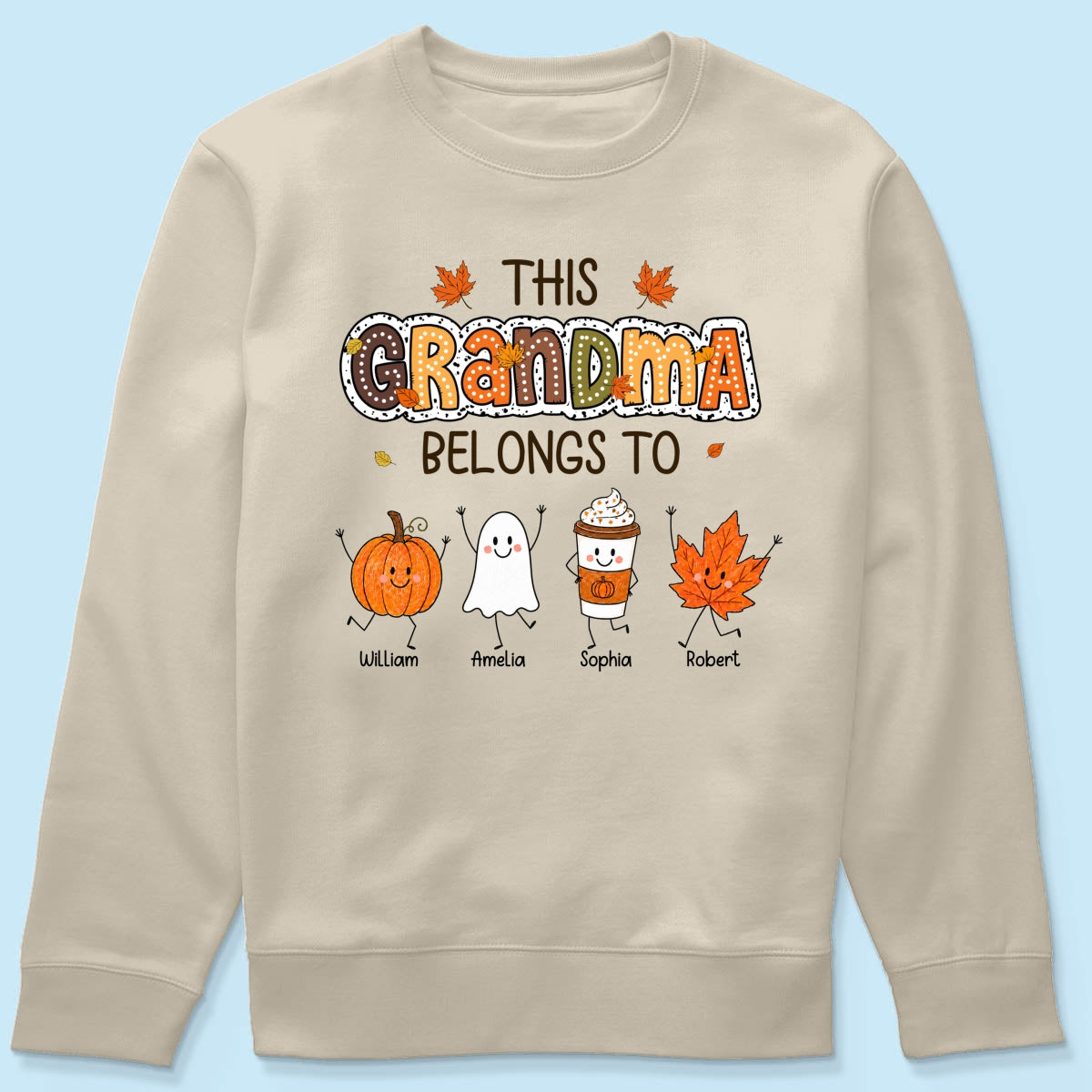 Fall Season Funny Kids This Grandma Belongs To - Personalized Shirt - Gift For Grandmas, Moms