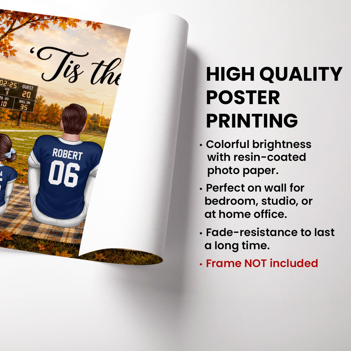 Trending Fall Season Football Family Sitting - Personalized Poster - Gift For Husband Dad Grandpa