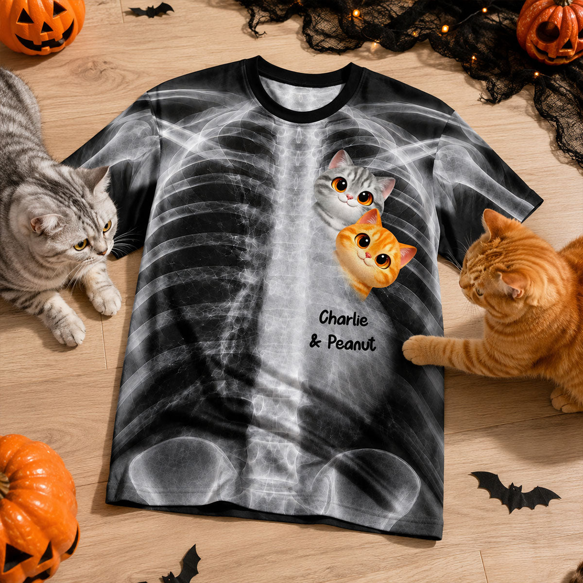 Cute Cats In My Heart Cat Lover X-ray - Personalized 3D Shirt - Purrfect Halloween Costume For Cat Lover