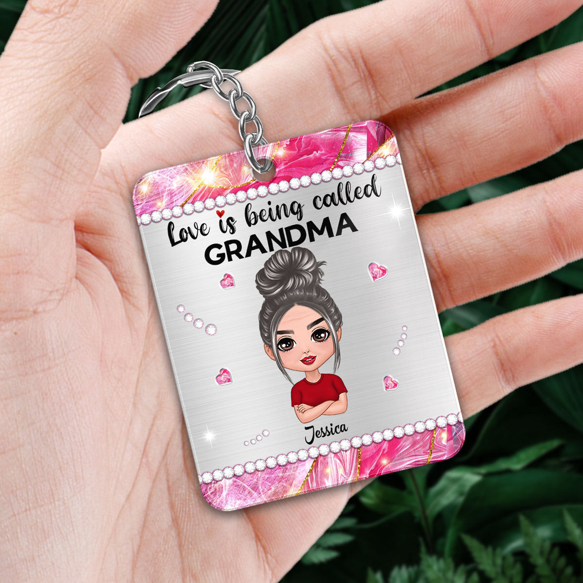 Beautiful Pattern Love Being Called Grandma Favorite Song Scannable QR Code Personalized Acrylic Keychain