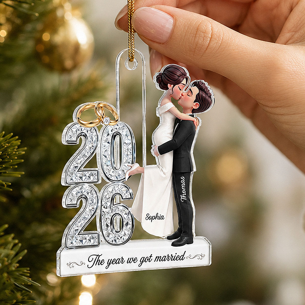 The Year We Got Married 2D Flat - Personalized Acrylic Ornament - Christmas Keepsake
