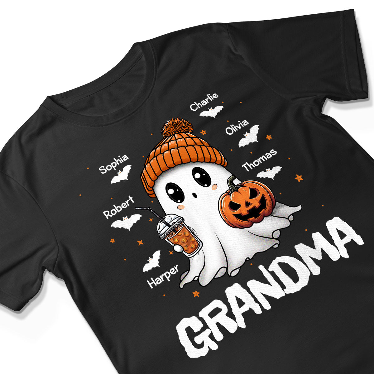 Fall Season Halloween Grandma Boo Personalized Dark Color Shirt