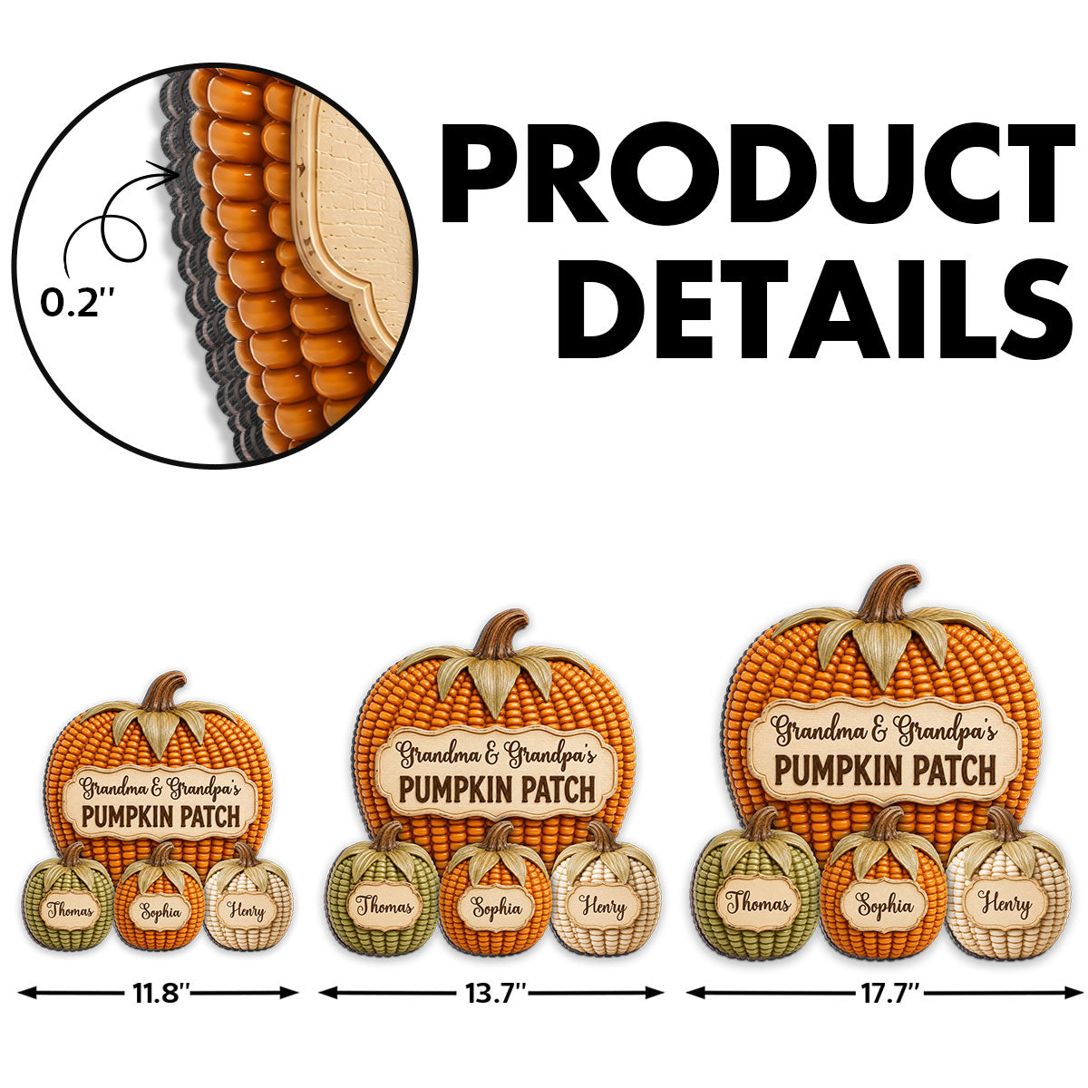 Cozy Warm Fall Season Grandpa Grandma Corn Pumpkin Patch - Personalized Wood Sign - Fall Decoration For Grandparents