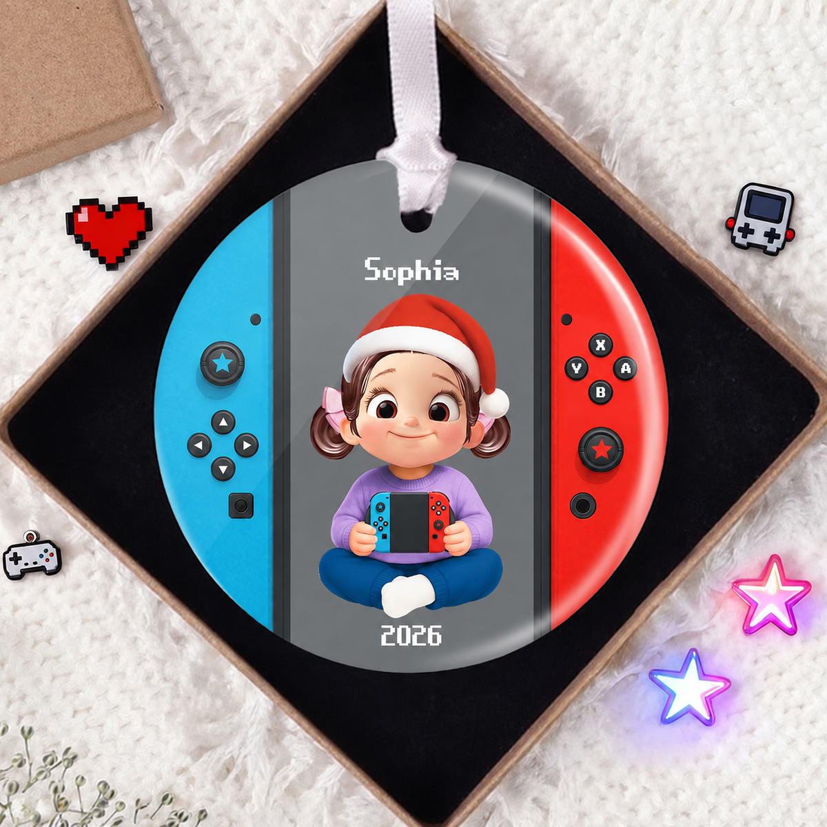 Christmas Gamer - Personalized Ceramic Ornament - Gift for Boys Girls Kids