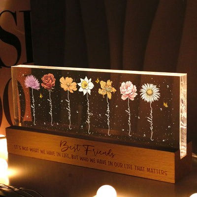 Best Friends It's Who We Have In Life That Matters  Birthmonth Flower Personalized LED Night Light, Best Friend Christmas Gifts