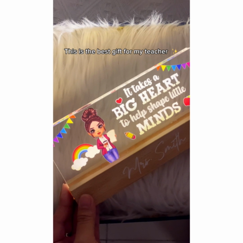 Teacher It Takes A Big Heart To Help Shape Little Mind Personalized Acrylic Block LED Night Light