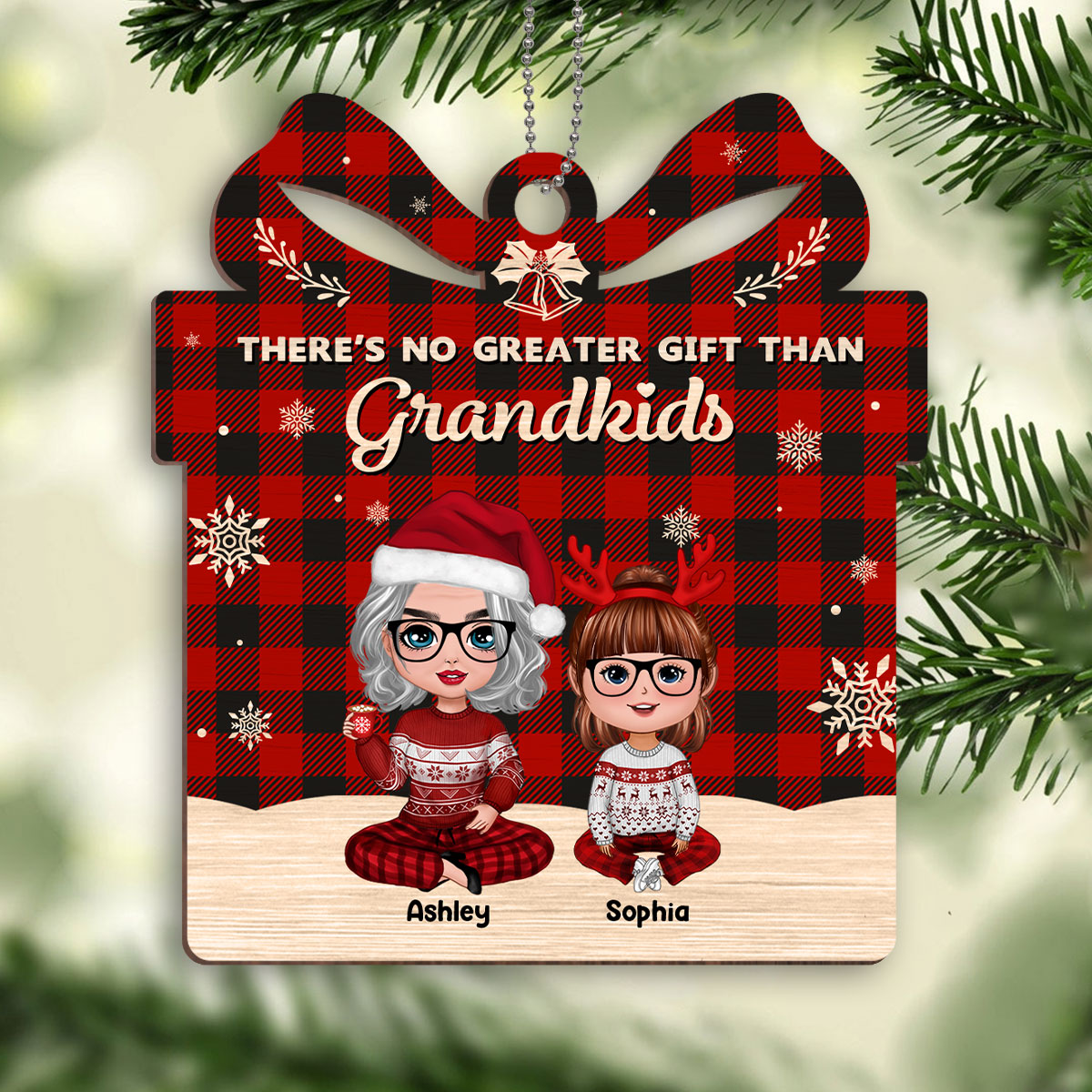 No Greater Gift Than Grandkids Grandma Personalized Wooden Ornament