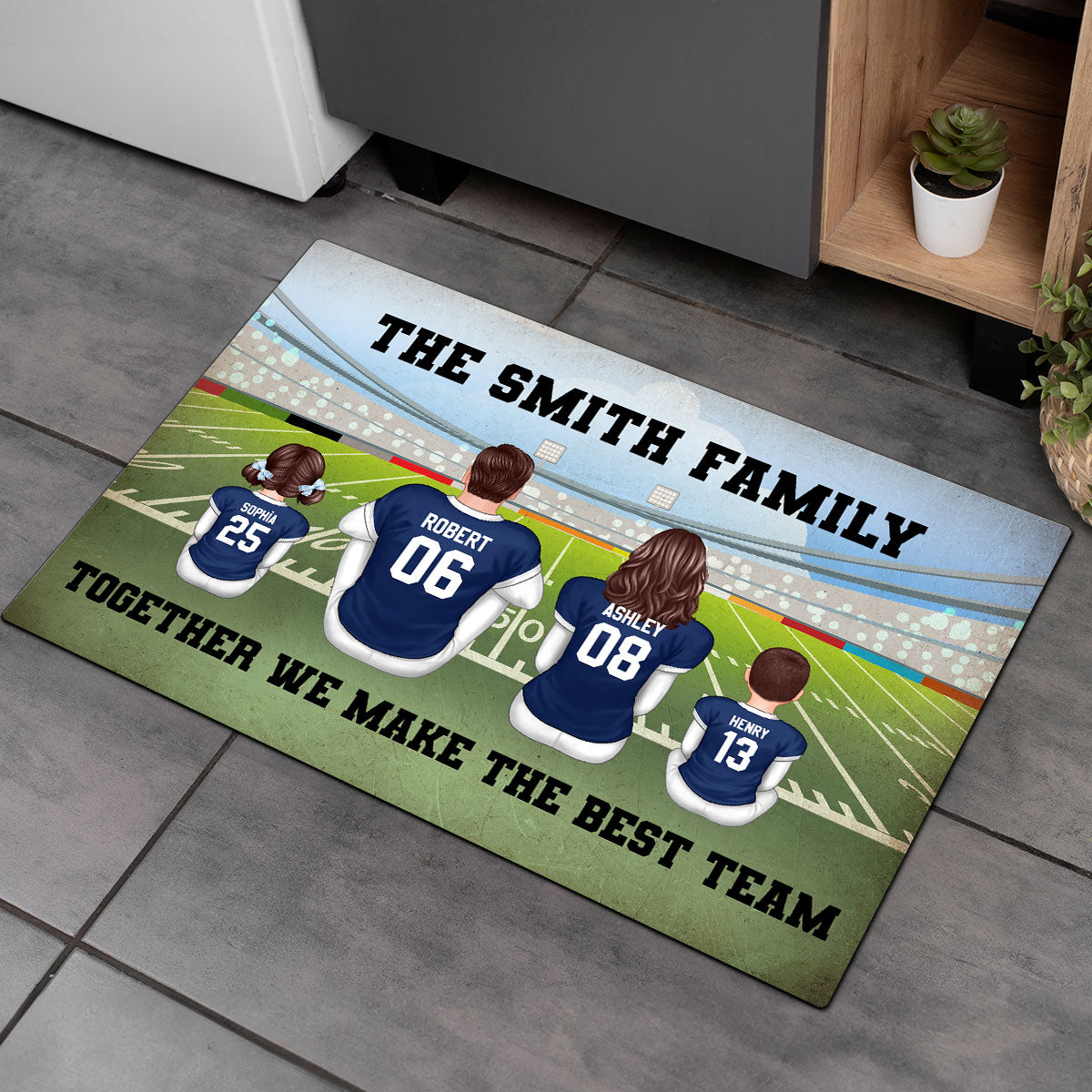 American Football Team Family Personalized Doormat