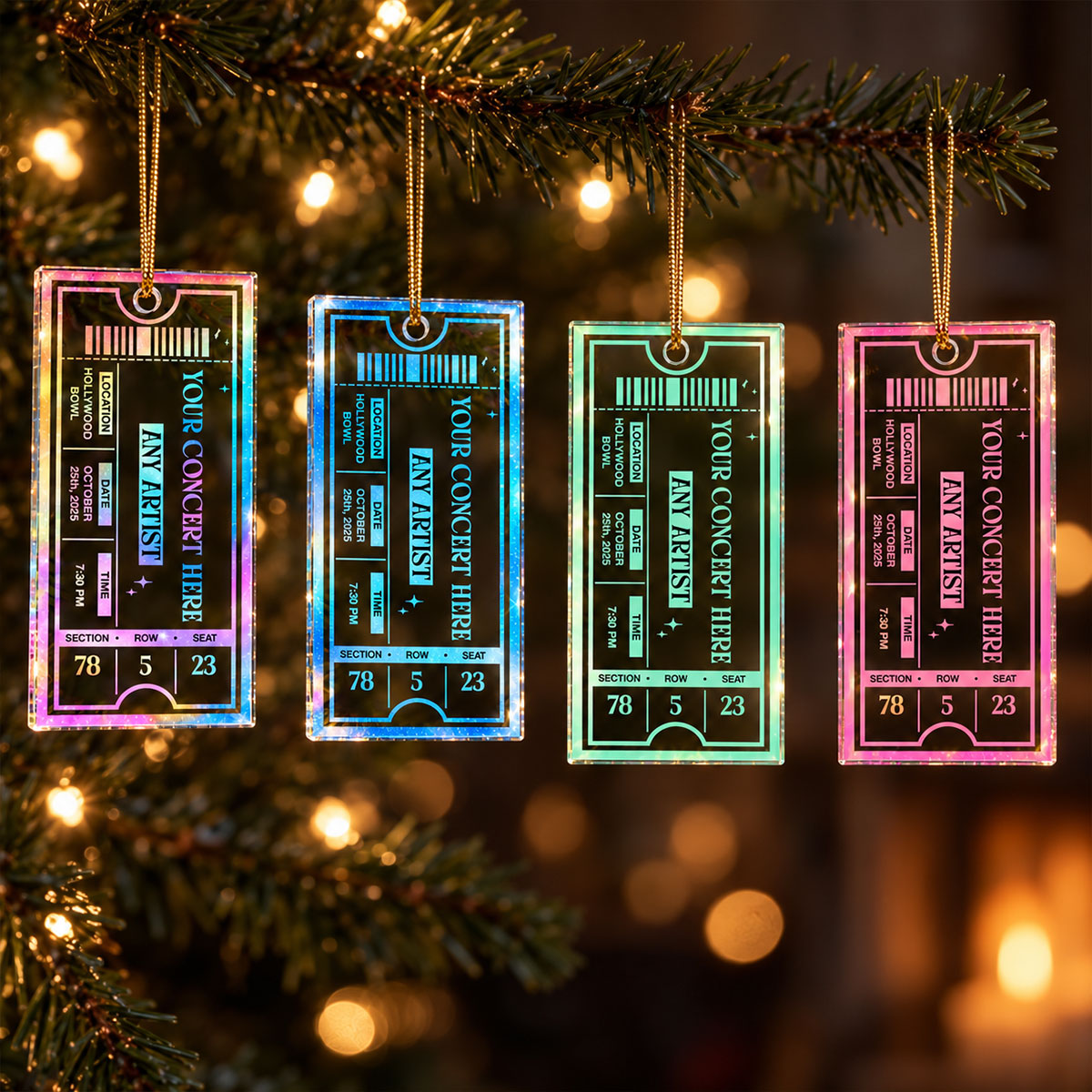 Concert Ticket - Personalized Acrylic Ornament - Music Keepsake, Gift for Couple or Friend