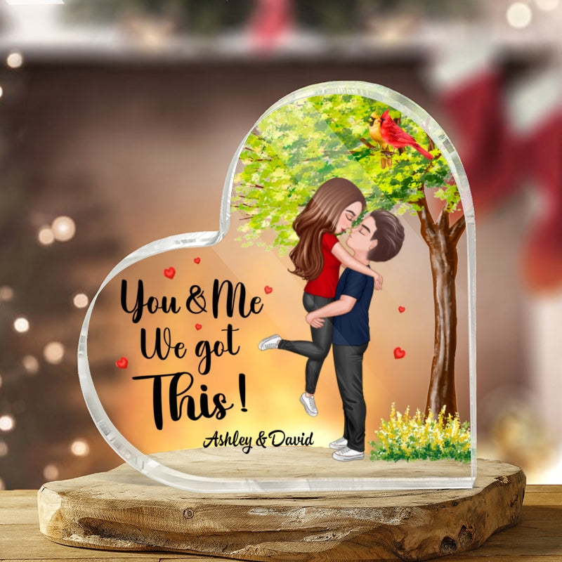 Green Tree Couple Missing Piece Personalized Heart Acrylic Plaque