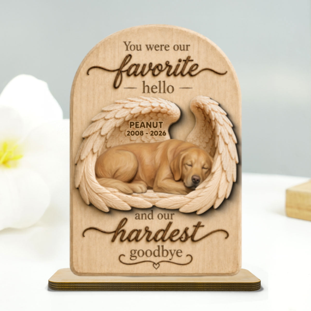 Pet Dog Cat Memorial Custom Photo You Were Our Favorite Hello - Personalized 2-Layered Wooden Plaque - Sympathy Gift, Remembrance Gift