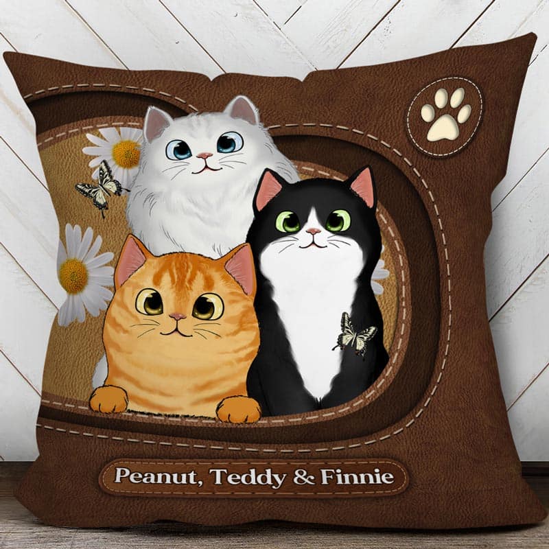 Fluffy Cats Lea Pattern Personalized Pillow