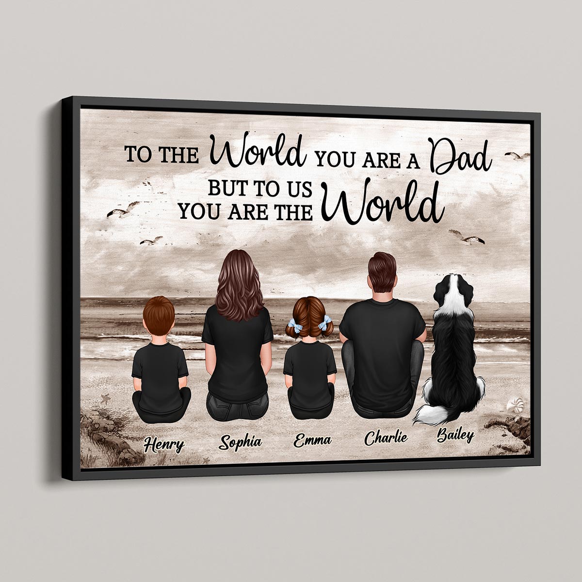 Custom Family Retro Vintage Beach Landscape Poster, Gift For Husband, Dad, Grandpa