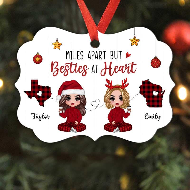 Long Distance Doll Besties Personalized Christmas Ornament