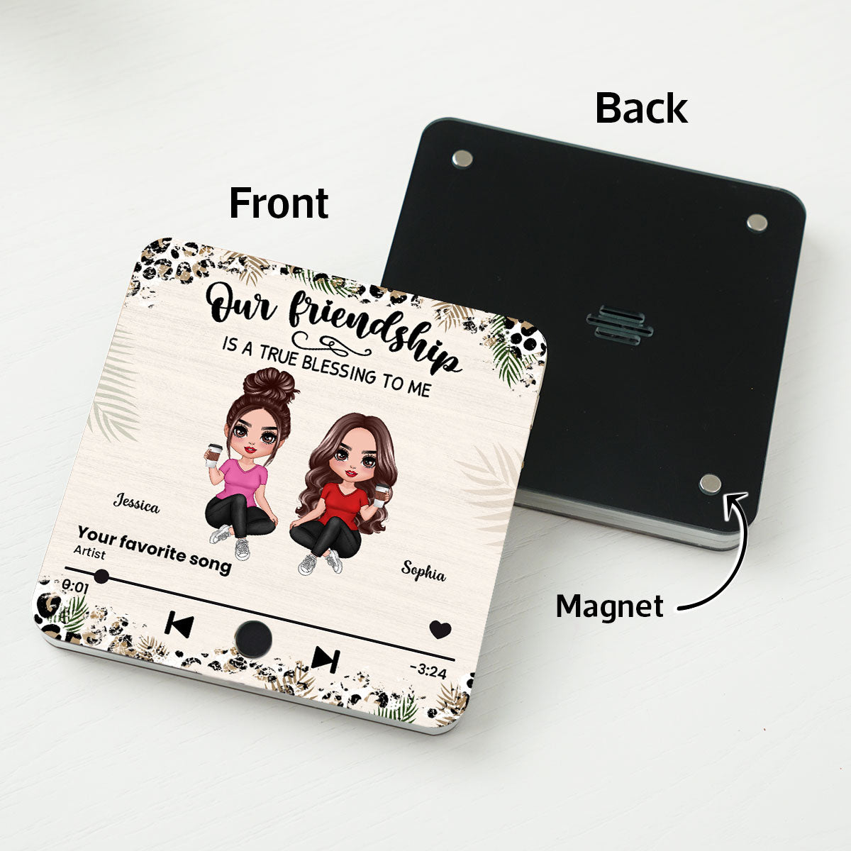 Our Friendship Is A True Blessing Besties Song Personalized Music Fridge Magnet